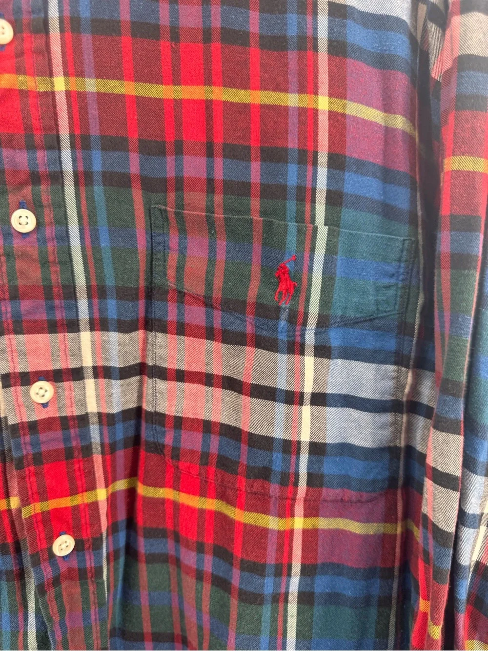 VTG 90s Polo Ralph Lauren Lowell Sport Plaid Flannel Shirt XL Multicolor USA